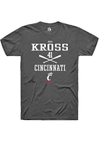 Josh Kross  Cincinnati Bearcats Dark Grey Rally NIL Sport Icon Short Sleeve T Shirt