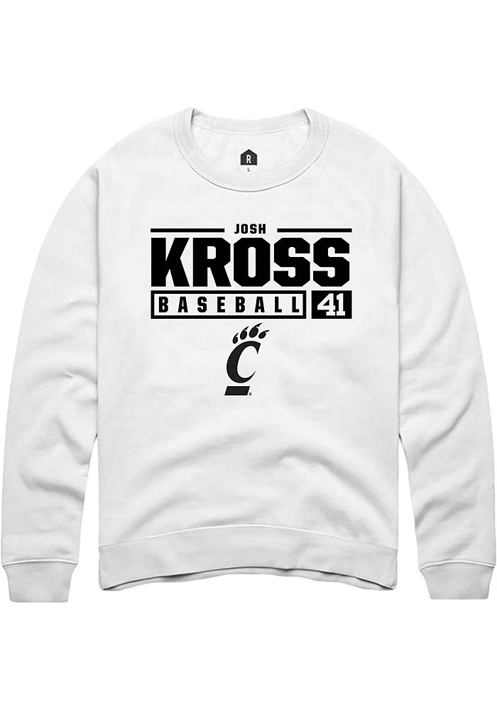 Josh Kross Rally Cincinnati Bearcats Mens NIL Stacked Box Long Sleeve Crew Sweatshirt