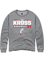 Josh Kross  Rally Cincinnati Bearcats Mens Graphite NIL Stacked Box Long Sleeve Crew Sweatshirt