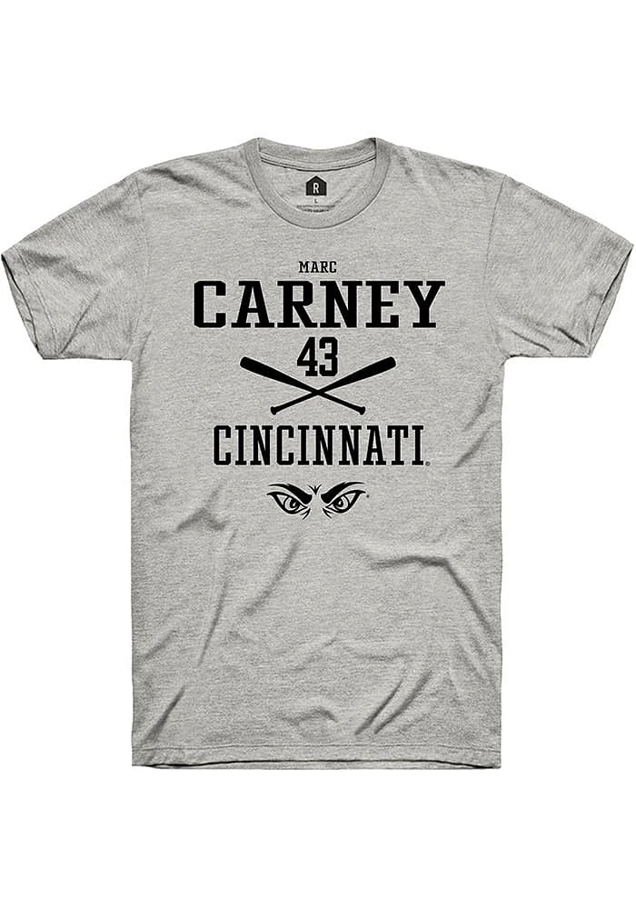 Marc Carney  Cincinnati Bearcats Ash Rally NIL Sport Icon Short Sleeve T Shirt