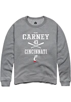 Marc Carney  Rally Cincinnati Bearcats Mens Graphite NIL Sport Icon Long Sleeve Crew Sweatshirt