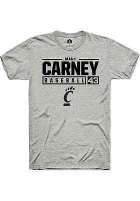 Marc Carney  Cincinnati Bearcats Ash Rally NIL Stacked Box Short Sleeve T Shirt