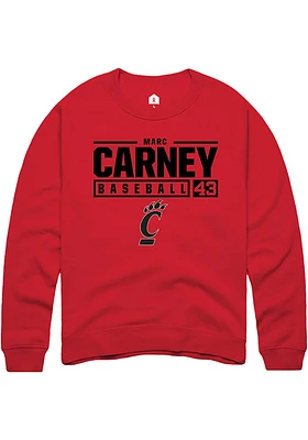 Marc Carney Rally Cincinnati Bearcats Mens NIL Stacked Box Long Sleeve Crew Sweatshirt