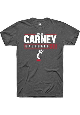 Marc Carney  Cincinnati Bearcats Dark Grey Rally NIL Stacked Box Short Sleeve T Shirt