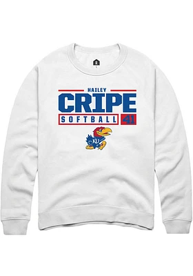 Hailey Cripe Rally Kansas Jayhawks Mens NIL Stacked Box Long Sleeve Crew Sweatshirt