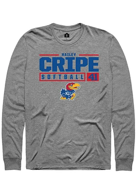 Hailey Cripe  Kansas Jayhawks Graphite Rally NIL Stacked Box Long Sleeve T Shirt