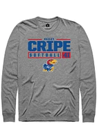 Hailey Cripe  Kansas Jayhawks Graphite Rally NIL Stacked Box Long Sleeve T Shirt