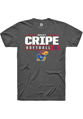 Hailey Cripe  Kansas Jayhawks Dark Grey Rally NIL Stacked Box Short Sleeve T Shirt