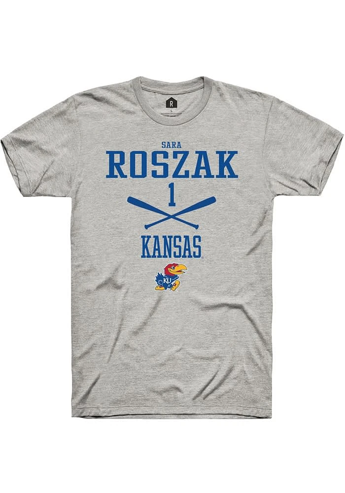Sara Roszak Kansas Jayhawks Ash Rally NIL Sport Icon Short Sleeve T Shirt
