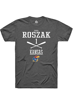 Sara Roszak  Kansas Jayhawks Dark Grey Rally NIL Sport Icon Short Sleeve T Shirt