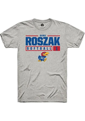 Sara Roszak  Kansas Jayhawks Ash Rally NIL Stacked Box Short Sleeve T Shirt