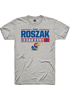 Sara Roszak  Kansas Jayhawks Ash Rally NIL Stacked Box Short Sleeve T Shirt