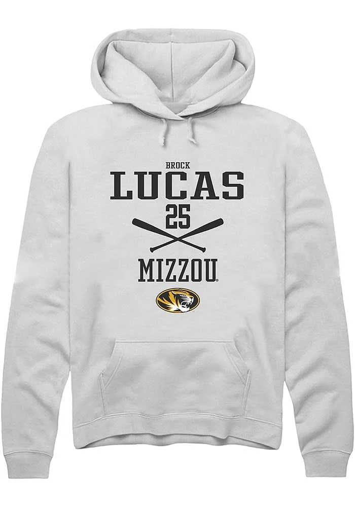 Brock Lucas Rally Missouri Tigers Mens White NIL Sport Icon Long Sleeve Hoodie