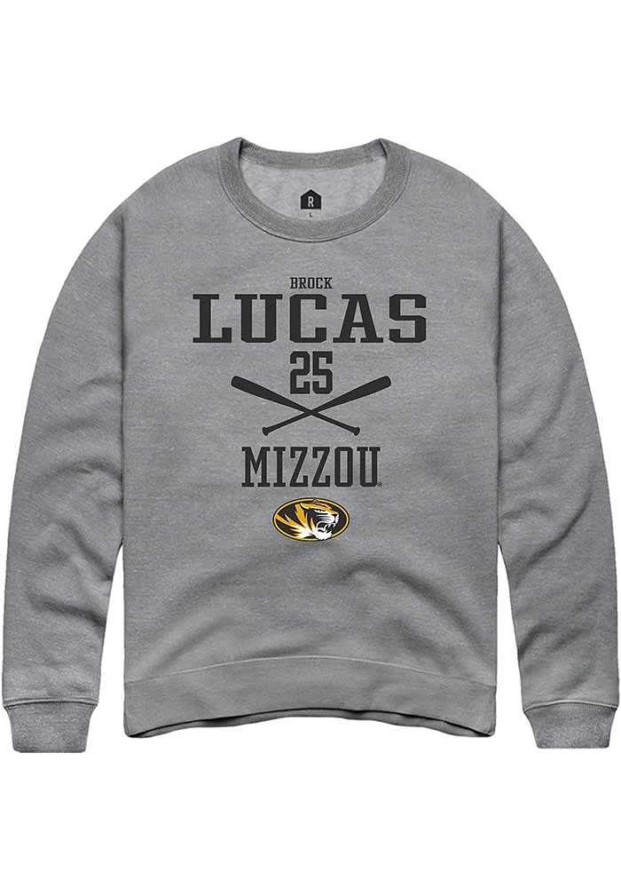 Brock Lucas Rally Missouri Tigers Mens Graphite NIL Sport Icon Long Sleeve Crew Sweatshirt