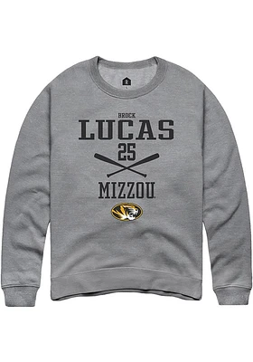 Brock Lucas  Rally Missouri Tigers Mens Graphite NIL Sport Icon Long Sleeve Crew Sweatshirt
