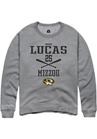 Brock Lucas  Rally Missouri Tigers Mens Graphite NIL Sport Icon Long Sleeve Crew Sweatshirt