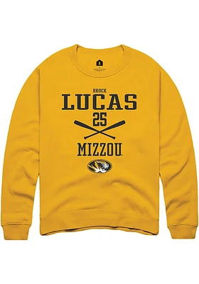 Brock Lucas  Rally Missouri Tigers Mens Gold NIL Sport Icon Long Sleeve Crew Sweatshirt