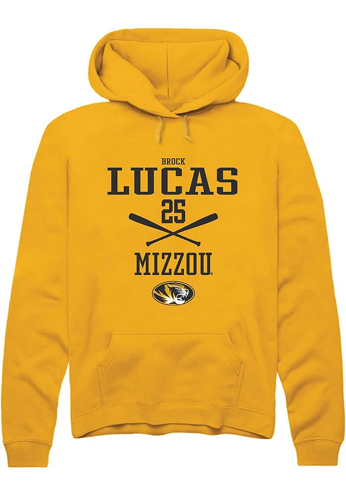 Brock Lucas Rally Missouri Tigers Mens Gold NIL Sport Icon Long Sleeve Hoodie