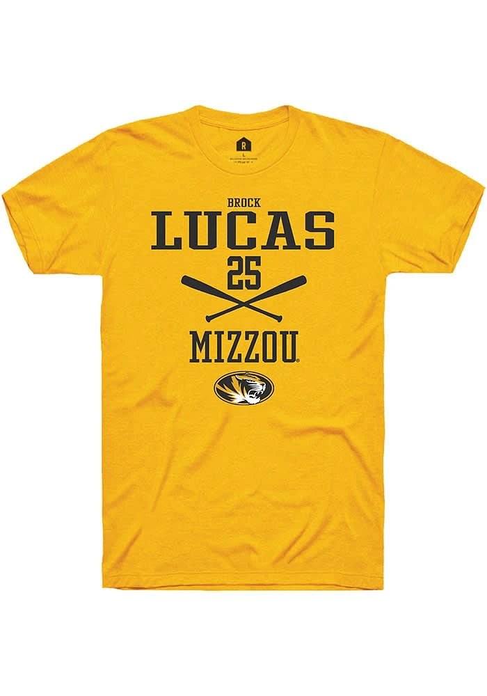Brock Lucas Missouri Tigers Gold Rally NIL Sport Icon Short Sleeve T Shirt