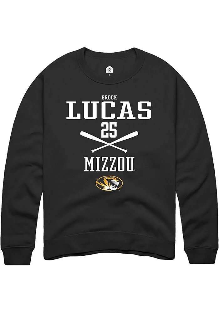 Brock Lucas Rally Missouri Tigers Mens Black NIL Sport Icon Long Sleeve Crew Sweatshirt