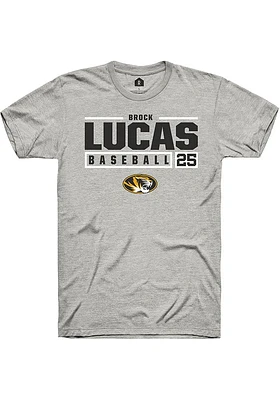 Brock Lucas  Missouri Tigers Ash Rally NIL Stacked Box Short Sleeve T Shirt