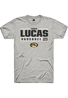 Brock Lucas  Missouri Tigers Ash Rally NIL Stacked Box Short Sleeve T Shirt