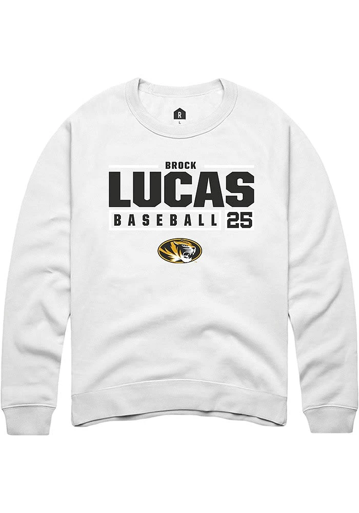 Brock Lucas Rally Missouri Tigers Mens NIL Stacked Box Long Sleeve Crew Sweatshirt