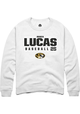 Brock Lucas Rally Missouri Tigers Mens NIL Stacked Box Long Sleeve Crew Sweatshirt