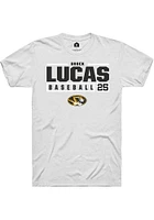 Brock Lucas  Missouri Tigers White Rally NIL Stacked Box Short Sleeve T Shirt
