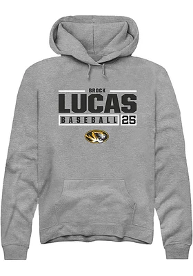 Brock Lucas  Rally Missouri Tigers Mens Graphite NIL Stacked Box Long Sleeve Hoodie