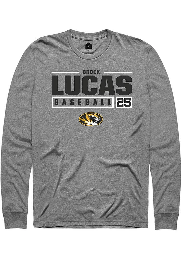 Brock Lucas Missouri Tigers Graphite Rally NIL Stacked Box Long Sleeve T Shirt