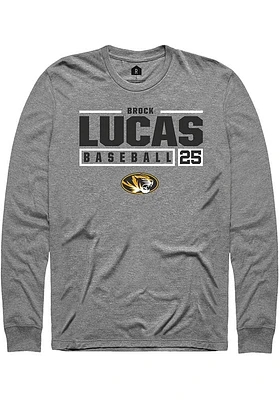 Brock Lucas  Missouri Tigers Graphite Rally NIL Stacked Box Long Sleeve T Shirt