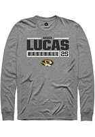 Brock Lucas  Missouri Tigers Graphite Rally NIL Stacked Box Long Sleeve T Shirt