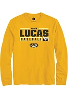 Brock Lucas  Missouri Tigers Gold Rally NIL Stacked Box Long Sleeve T Shirt