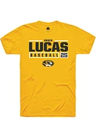 Brock Lucas  Missouri Tigers Gold Rally NIL Stacked Box Short Sleeve T Shirt