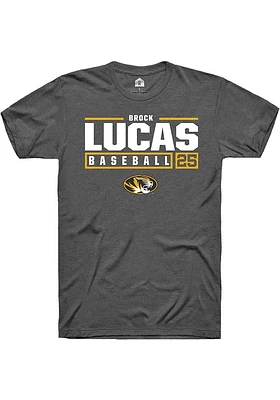 Brock Lucas  Missouri Tigers Dark Grey Rally NIL Stacked Box Short Sleeve T Shirt
