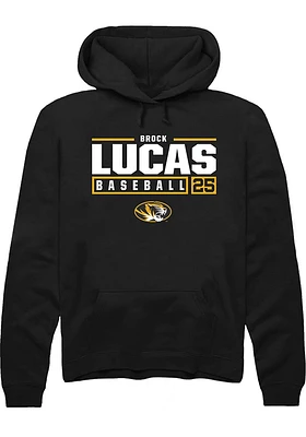 Brock Lucas  Rally Missouri Tigers Mens Black NIL Stacked Box Long Sleeve Hoodie