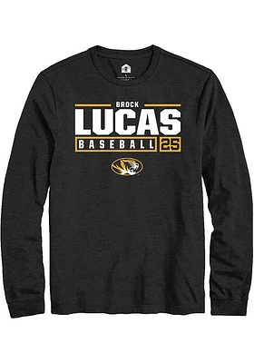 Brock Lucas  Missouri Tigers Black Rally NIL Stacked Box Long Sleeve T Shirt