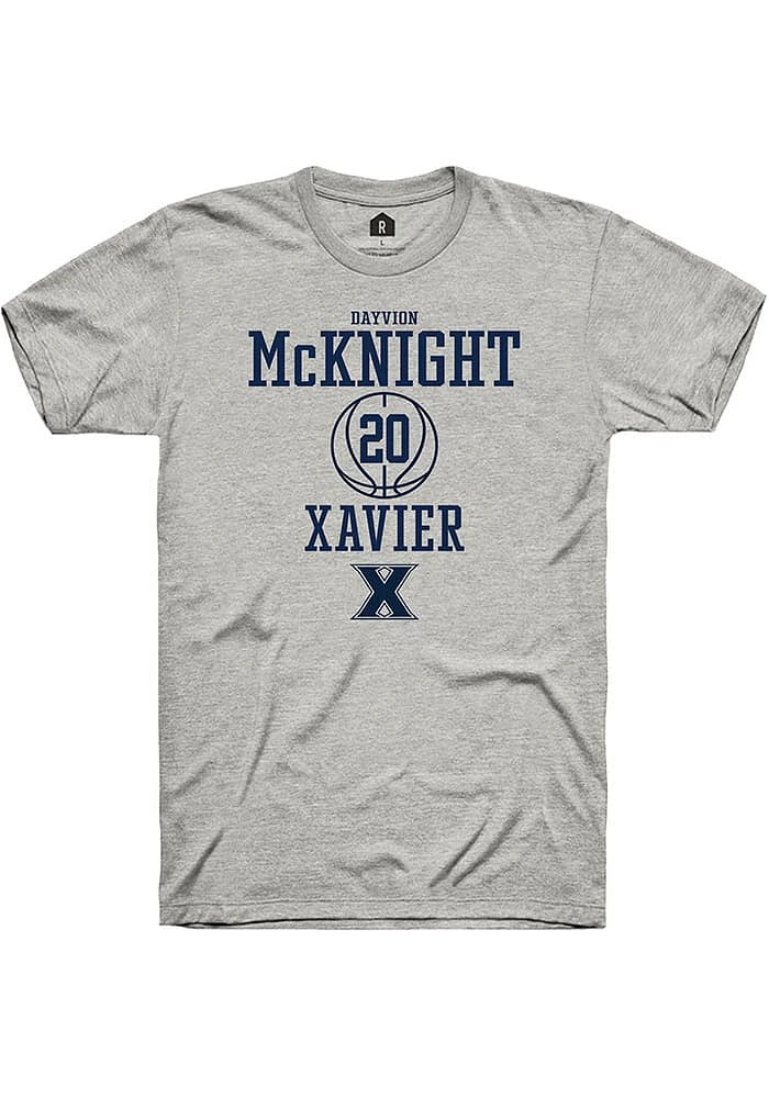 Dayvion Mcknight  Xavier Musketeers Ash Rally NIL Sport Icon Short Sleeve T Shirt