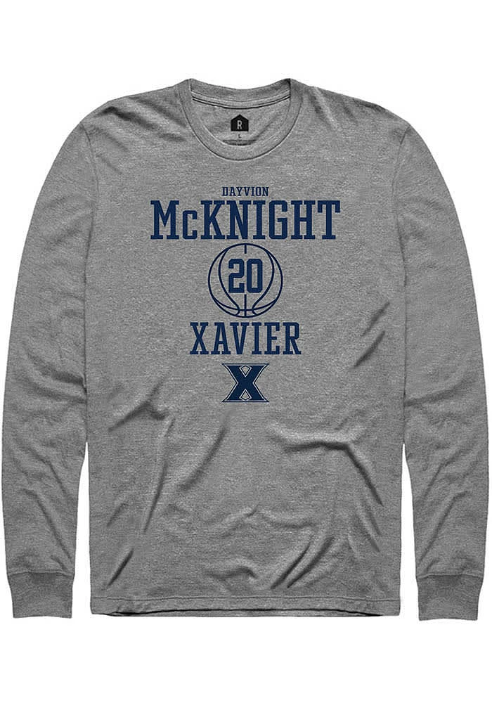 Dayvion Mcknight  Xavier Musketeers Graphite Rally NIL Sport Icon Long Sleeve T Shirt