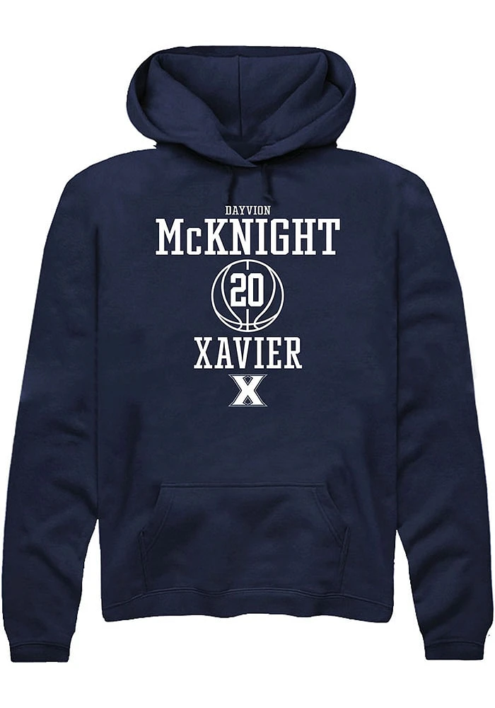 Dayvion Mcknight  Rally Xavier Musketeers Mens Navy Blue NIL Sport Icon Long Sleeve Hoodie