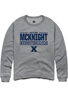 Dayvion Mcknight  Rally Xavier Musketeers Mens Graphite NIL Stacked Box Long Sleeve Crew Sweatshir..