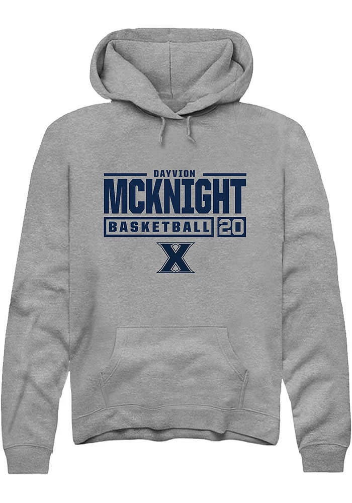 Dayvion Mcknight  Rally Xavier Musketeers Mens Graphite NIL Stacked Box Long Sleeve Hoodie