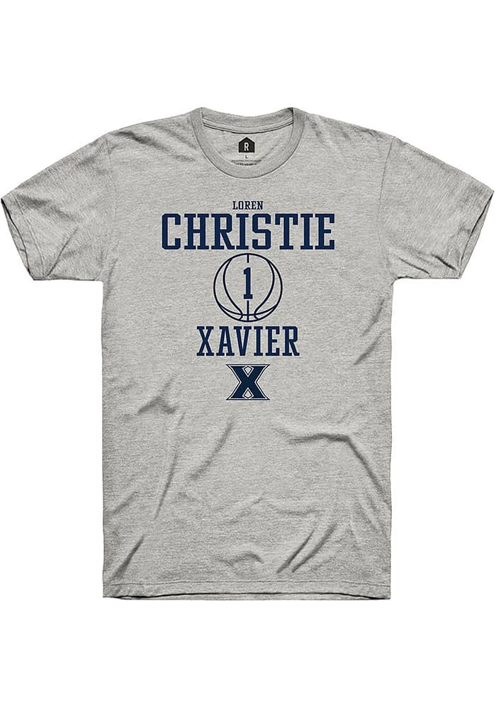 Loren Christie  Xavier Musketeers Ash Rally NIL Sport Icon Short Sleeve T Shirt