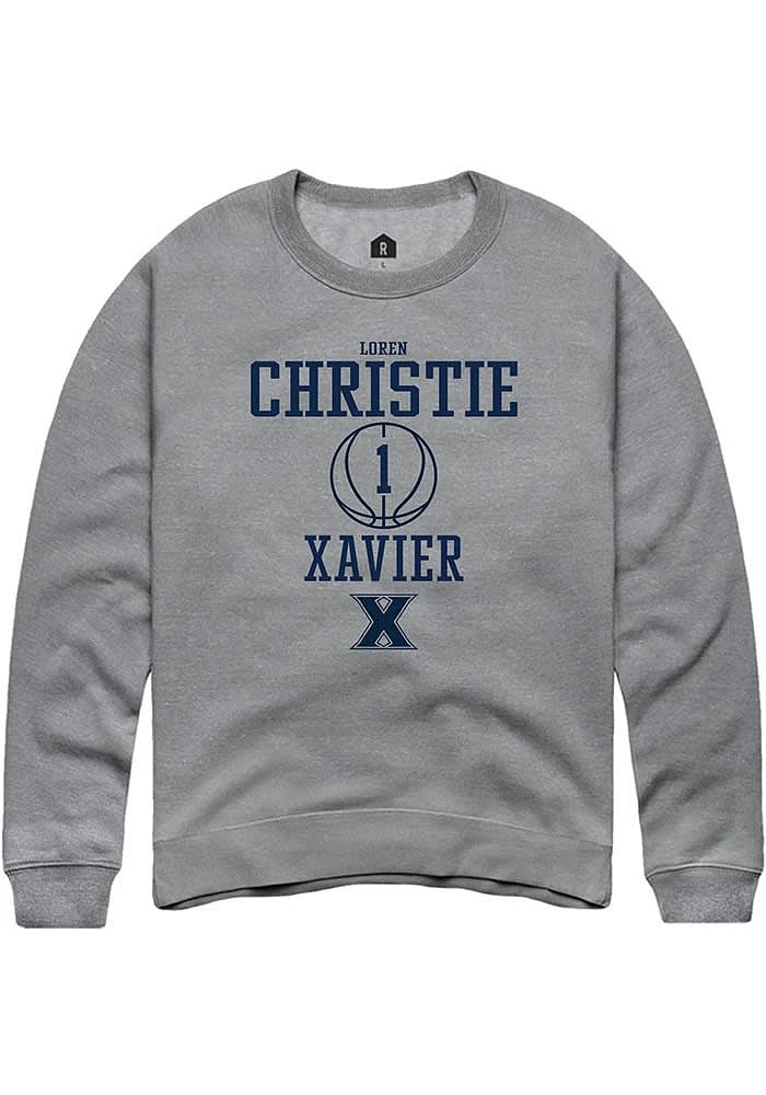 Loren Christie Rally Xavier Musketeers Mens Graphite NIL Sport Icon Long Sleeve Crew Sweatshirt