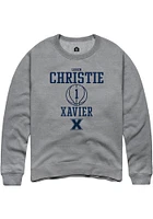 Loren Christie  Rally Xavier Musketeers Mens Graphite NIL Sport Icon Long Sleeve Crew Sweatshirt