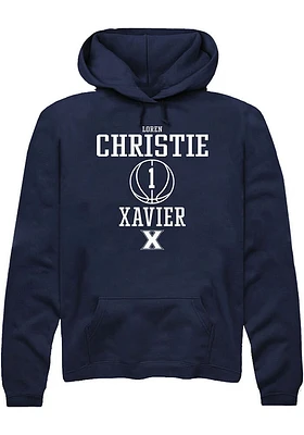 Loren Christie  Rally Xavier Musketeers Mens Navy Blue NIL Sport Icon Long Sleeve Hoodie