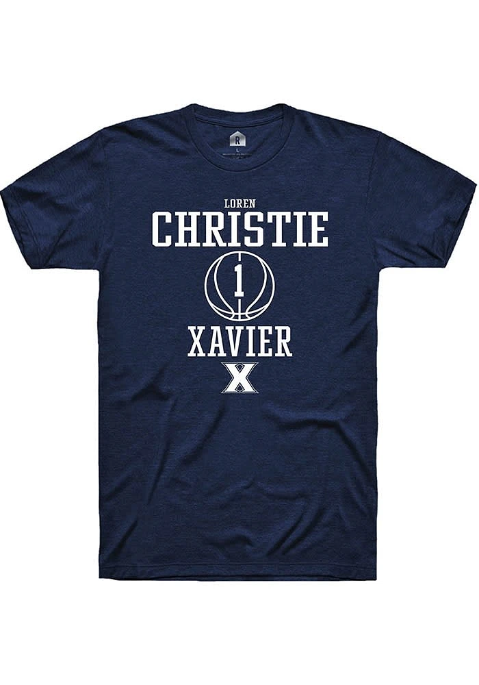 Loren Christie Xavier Musketeers Navy Blue Rally NIL Sport Icon Short Sleeve T Shirt