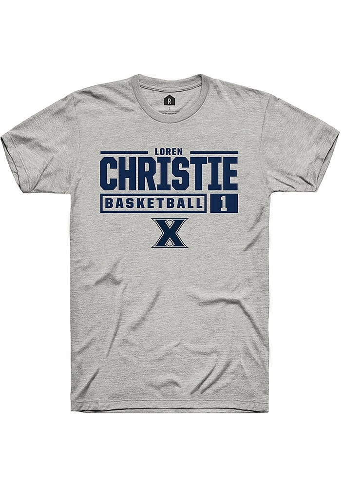 Loren Christie  Xavier Musketeers Ash Rally NIL Stacked Box Short Sleeve T Shirt