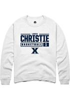 Loren Christie  Rally Xavier Musketeers Mens White NIL Stacked Box Long Sleeve Crew Sweatshirt